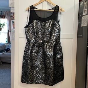 Elle Silver Metallic Fit and Flare Dress size 12 EUC